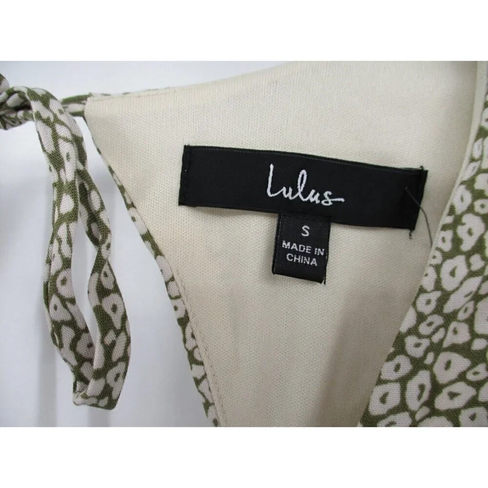 Lulus Womens Dress Small V Neck Open Back Lined Short Sleeves Casual Preppy New